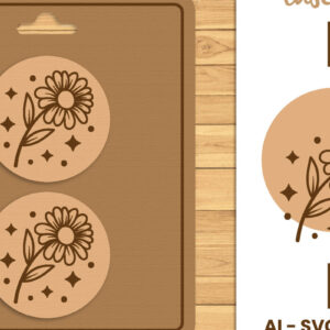 Intra απο ξύλο plywood 3mm-4mm πάχος – Stud Earring Lasercut - Αρχείο Lasercut Δίασταση  5x5 cm INTRAFABR-120997575