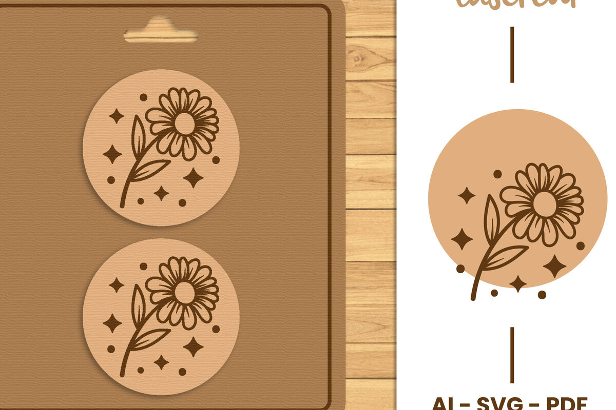 Intra απο ξύλο plywood 3mm-4mm πάχος – Stud Earring Lasercut - Αρχείο Lasercut Δίασταση  5x5 cm INTRAFABR-120997575