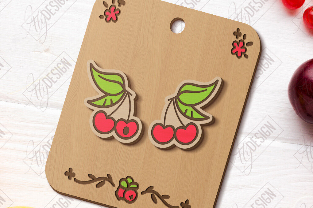 Intra απο ξύλο plywood 3mm-4mm πάχος – Stud Earrings Berries| Μούρο Δίασταση  5x5 cm INTRAFABR-121133206