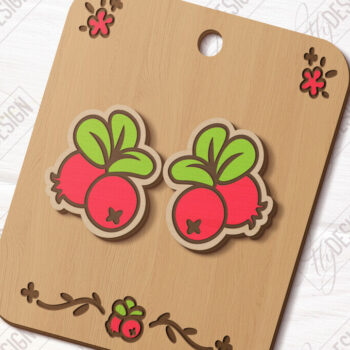 Intra απο ξύλο plywood 3mm-4mm πάχος – Stud Earrings Berries| Μούρο Δίασταση  5x5 cm INTRAFABR-121133209 - Image 1