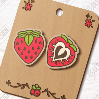 Intra απο ξύλο plywood 3mm-4mm πάχος – Stud Earrings Berries| Μούρο Δίασταση  5x5 cm INTRAFABR-121133199 - Image 1