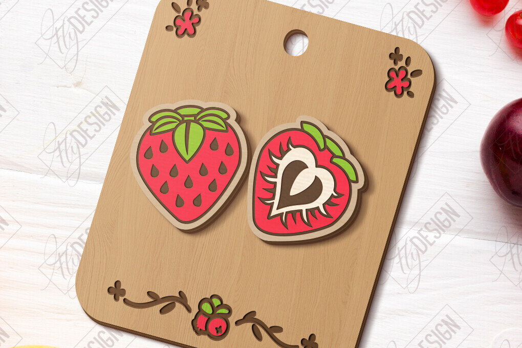 Intra απο ξύλο plywood 3mm-4mm πάχος – Stud Earrings Berries| Μούρο Δίασταση  5x5 cm INTRAFABR-121133199