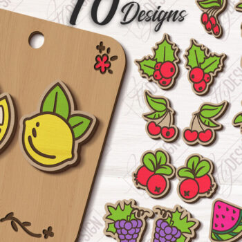 Intra απο ξύλο plywood 3mm-4mm πάχος – Σκουλαρίκια με καρφιά Berries Δέσμη κοπής με λέιζερ Δίασταση 5x5 cm INTRAFABR-121432331 - Image 1