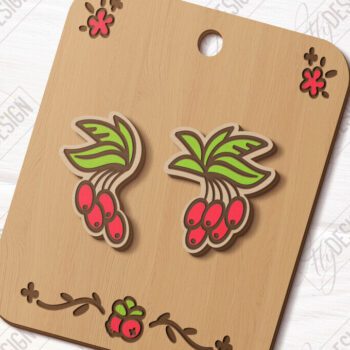 Intra απο ξύλο plywood 3mm-4mm πάχος – Stud Earrings Berries| CNC Δίασταση  5x5 cm INTRAFABR-121431932 - Image 1
