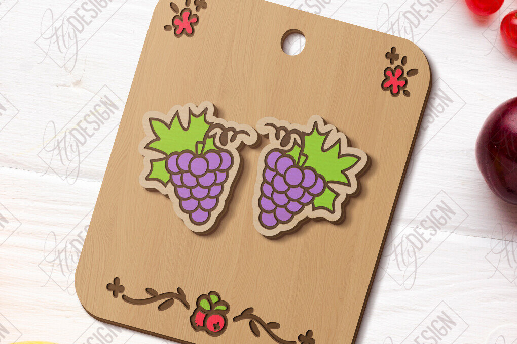 Intra απο ξύλο plywood 3mm-4mm πάχος – Stud Earrings Berries| CNC Δίασταση  5x5 cm INTRAFABR-121431928