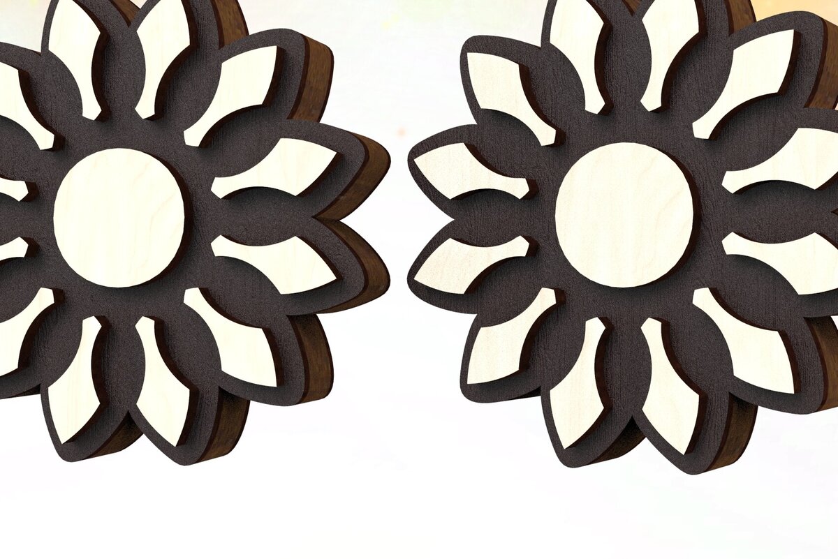 Intra απο ξύλο plywood 3mm-4mm πάχος – Σκουλαρίκια Stud Sun Δίασταση  5x5 cm INTRAFABR-122184301