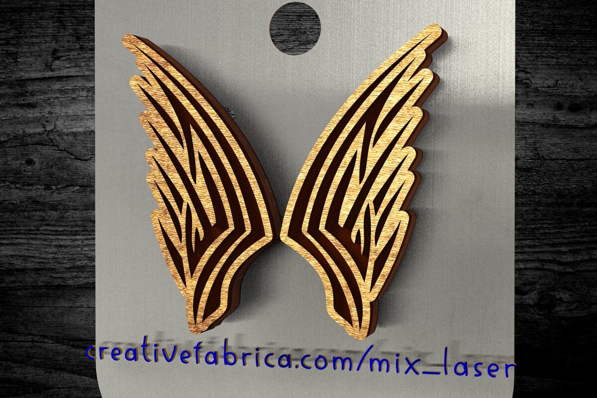 Intra απο ξύλο plywood 3mm-4mm πάχος – File Tribal Wing για Stud Earrings Δίασταση  5x5 cm INTRAFABR-122115775