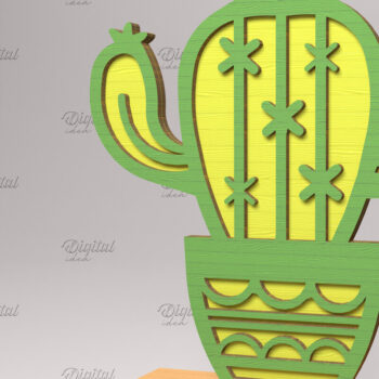 Intra απο ξύλο plywood 3mm-4mm πάχος – Χυμώδεις. Τρισδιάστατος κάκτος με στρώματα Δίασταση 20x20 cm INTRAFABR-83505008 - Image 1