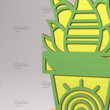 Intra απο ξύλο plywood 3mm-4mm πάχος – Χυμώδεις. Τρισδιάστατος κάκτος με στρώματα Δίασταση 20x20 cm INTRAFABR-83506111 - Image 1