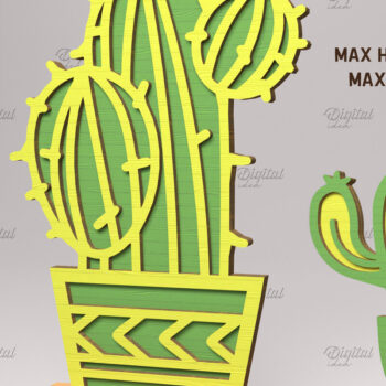 Intra απο ξύλο plywood 3mm-4mm πάχος – Πακέτο κοπής χυμώδους λέιζερ. 3D Κάκτος Δίασταση 20x20 cm INTRAFABR-83504396 - Image 2