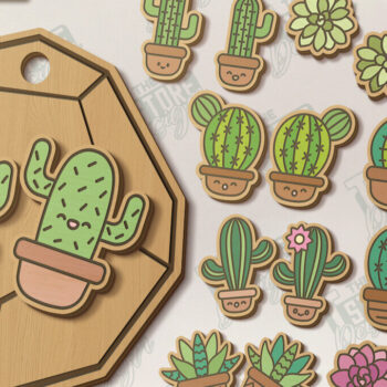 Intra απο ξύλο plywood 3mm-4mm πάχος – Πακέτο κοπής με λέιζερ Succulent Stud Earrings Δίασταση 5x5 cm INTRAFABR-120348735 - Image 1