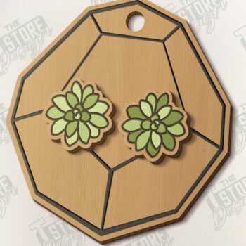 Intra απο ξύλο plywood 3mm-4mm πάχος – Πακέτο κοπής με λέιζερ Succulent Stud Earrings Δίασταση 5x5 cm INTRAFABR-120348735 - Image 3