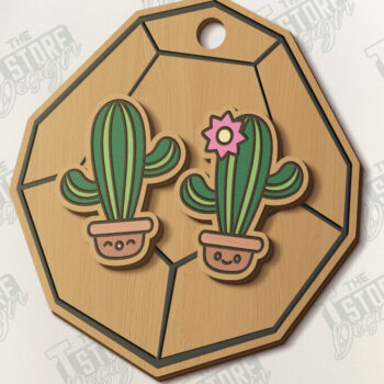 Intra απο ξύλο plywood 3mm-4mm πάχος – Πακέτο κοπής με λέιζερ Succulent Stud Earrings Δίασταση 5x5 cm INTRAFABR-120348735 - Image 4