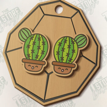 Intra απο ξύλο plywood 3mm-4mm πάχος – Πακέτο κοπής με λέιζερ Succulent Stud Earrings Δίασταση 5x5 cm INTRAFABR-120348735 - Image 5