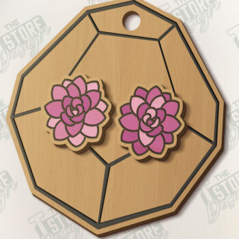 Intra απο ξύλο plywood 3mm-4mm πάχος – Πακέτο κοπής με λέιζερ Succulent Stud Earrings Δίασταση 5x5 cm INTRAFABR-120348735 - Image 6