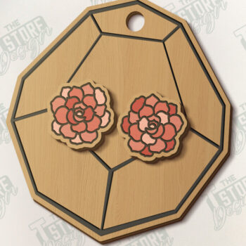 Intra απο ξύλο plywood 3mm-4mm πάχος – Πακέτο κοπής με λέιζερ Succulent Stud Earrings Δίασταση 5x5 cm INTRAFABR-120348735 - Image 7