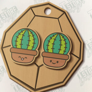 Intra απο ξύλο plywood 3mm-4mm πάχος – Succulent Stud Earrings| CNC Δίασταση  5x5 cm INTRAFABR-120095462