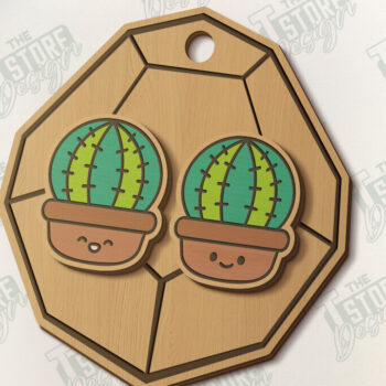 Intra απο ξύλο plywood 3mm-4mm πάχος – Succulent Stud Earrings| CNC Δίασταση  5x5 cm INTRAFABR-120095462 - Image 1