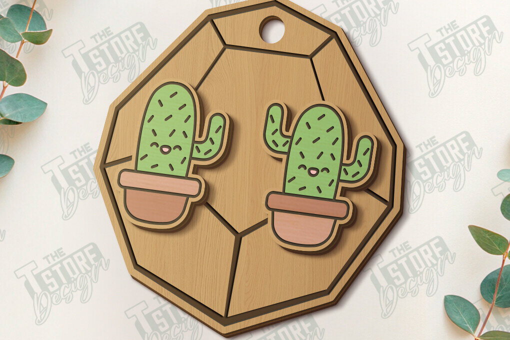 Intra απο ξύλο plywood 3mm-4mm πάχος – Succulent Stud Earrings| CNC Δίασταση  5x5 cm INTRAFABR-120095464