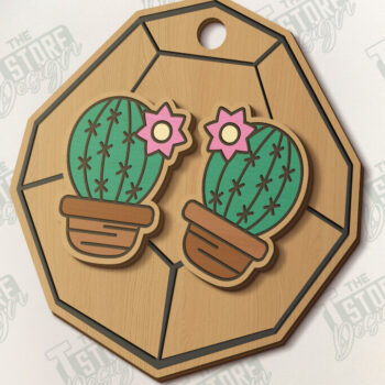 Intra απο ξύλο plywood 3mm-4mm πάχος – Succulent Stud Earrings| CNC Δίασταση  5x5 cm INTRAFABR-120095467 - Image 1