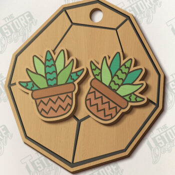 Intra απο ξύλο plywood 3mm-4mm πάχος – Succulent Stud Earrings| CNC Δίασταση  5x5 cm INTRAFABR-120095470 - Image 1