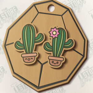 Intra απο ξύλο plywood 3mm-4mm πάχος – Succulent Stud Earrings| CNC Δίασταση  5x5 cm INTRAFABR-120347331