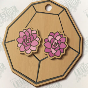 Intra απο ξύλο plywood 3mm-4mm πάχος – Succulent Stud Earrings| CNC Δίασταση  5x5 cm INTRAFABR-120347334
