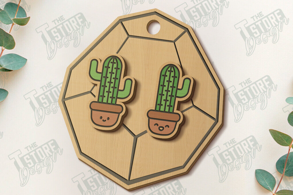 Intra απο ξύλο plywood 3mm-4mm πάχος – Succulent Stud Earrings| CNC Δίασταση  5x5 cm INTRAFABR-120095460