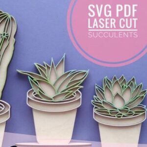 Intra απο ξύλο plywood 3mm-4mm πάχος – Αρχείο κοπής με λέιζερ Succulents Δίασταση  20x20 cm INTRAFABR-33472571