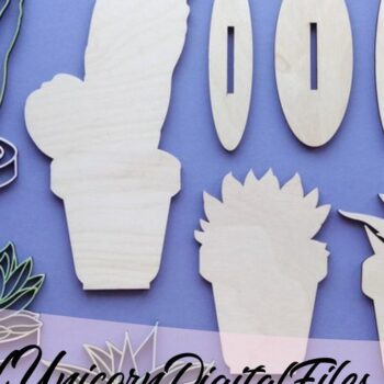 Intra απο ξύλο plywood 3mm-4mm πάχος – Αρχείο κοπής με λέιζερ Succulents Δίασταση  20x20 cm INTRAFABR-33472571 - Image 4
