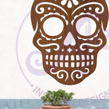 Intra απο ξύλο plywood 3mm-4mm πάχος – Σήμα τοίχου με λεπτομερή αποκοπή 1. Sugar Skull Δίασταση  40x30 cm INTRAFABR-123701084 - Image 1