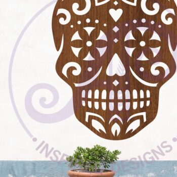 Intra απο ξύλο plywood 3mm-4mm πάχος – Επιτοίχια επιγραφή Sugar Skull Λεπτομερής αποκοπή 2 Δίασταση  20x20 cm INTRAFABR-123701102 - Image 1