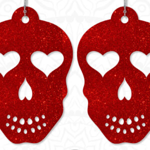 Intra απο ξύλο plywood 3mm-4mm πάχος – Σκουλαρίκια Sugar Skull, Heart Jewelry Δίασταση  5x5 cm INTRAFABR-7831031