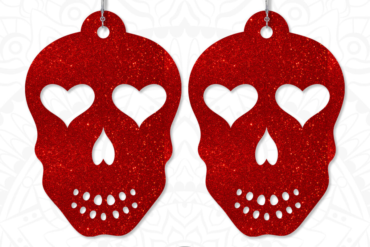 Intra απο ξύλο plywood 3mm-4mm πάχος – Σκουλαρίκια Sugar Skull, Heart Jewelry Δίασταση  5x5 cm INTRAFABR-7831031