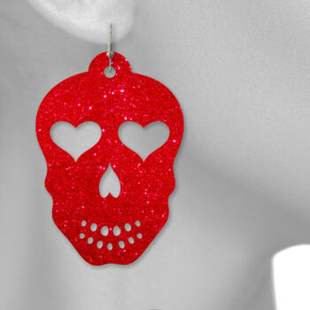 Intra απο ξύλο plywood 3mm-4mm πάχος – Σκουλαρίκια Sugar Skull, Heart Jewelry Δίασταση  5x5 cm INTRAFABR-7831031 - Image 3