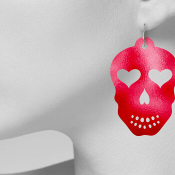 Intra απο ξύλο plywood 3mm-4mm πάχος – Σκουλαρίκια Sugar Skull, Heart Jewelry Δίασταση  5x5 cm INTRAFABR-7831031 - Image 4