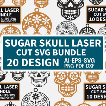 Intra απο ξύλο plywood 3mm-4mm πάχος – Σκουλαρίκια Sugar Skull Δέσμη κοπής με λέιζερ Δίασταση  5x5 cm INTRAFABR-122602973 - Image 1