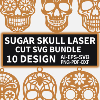 Intra απο ξύλο plywood 3mm-4mm πάχος – Σκουλαρίκια Sugar Skull Δέσμη κοπής με λέιζερ Δίασταση  5x5 cm INTRAFABR-122602973 - Image 2