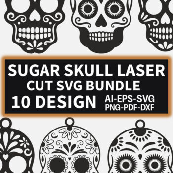 Intra απο ξύλο plywood 3mm-4mm πάχος – Σκουλαρίκια Sugar Skull Δέσμη κοπής με λέιζερ Δίασταση  5x5 cm INTRAFABR-122602973 - Image 3