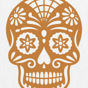 Intra απο ξύλο plywood 3mm-4mm πάχος – Σκουλαρίκια Sugar Skull Design1 Δίασταση 5x5 cm INTRAFABR-123027908 - Image 1