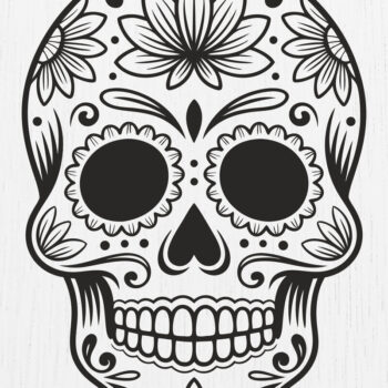 Intra απο ξύλο plywood 3mm-4mm πάχος – Σκουλαρίκια Sugar Skull Design14 Δίασταση  5x5 cm INTRAFABR-123161694 - Image 1