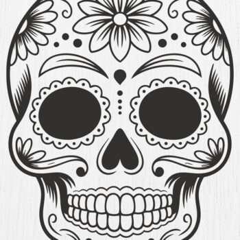 Intra απο ξύλο plywood 3mm-4mm πάχος – Σκουλαρίκια Sugar Skull Design15 Δίασταση  5x5 cm INTRAFABR-123161744 - Image 1