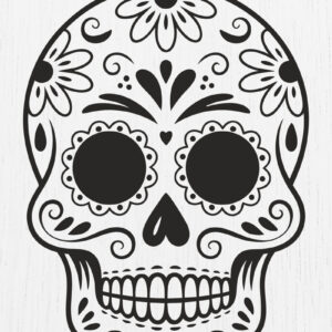 Intra απο ξύλο plywood 3mm-4mm πάχος – Σκουλαρίκια Sugar Skull Design17 Δίασταση  5x5 cm INTRAFABR-123219355