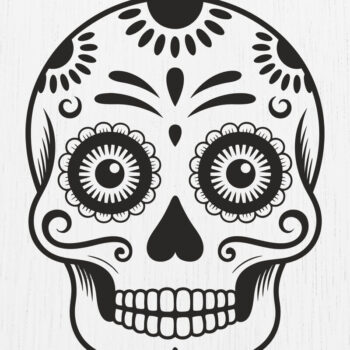 Intra απο ξύλο plywood 3mm-4mm πάχος – Σκουλαρίκια Sugar Skull Design18 Δίασταση  5x5 cm INTRAFABR-123219390 - Image 1
