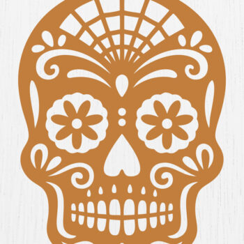 Intra απο ξύλο plywood 3mm-4mm πάχος – Σκουλαρίκια Sugar Skull Design2 Δίασταση  5x5 cm INTRAFABR-123027949 - Image 1