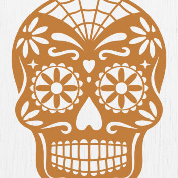 Intra απο ξύλο plywood 3mm-4mm πάχος – Σκουλαρίκια Sugar Skull Design3 Δίασταση  5x5 cm INTRAFABR-123027998 - Image 1