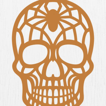 Intra απο ξύλο plywood 3mm-4mm πάχος – Σκουλαρίκια Sugar Skull Design7 Δίασταση  5x5 cm INTRAFABR-123092303 - Image 1
