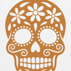 Intra απο ξύλο plywood 3mm-4mm πάχος – Σκουλαρίκια Sugar Skull Design8 Δίασταση  5x5 cm INTRAFABR-123092313