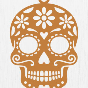 Intra απο ξύλο plywood 3mm-4mm πάχος – Σκουλαρίκια Sugar Skull Design9 Δίασταση  5x5 cm INTRAFABR-123092327