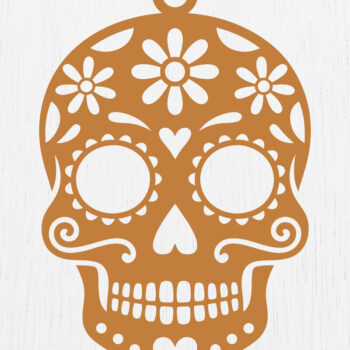 Intra απο ξύλο plywood 3mm-4mm πάχος – Σκουλαρίκια Sugar Skull Design9 Δίασταση  5x5 cm INTRAFABR-123092327 - Image 1
